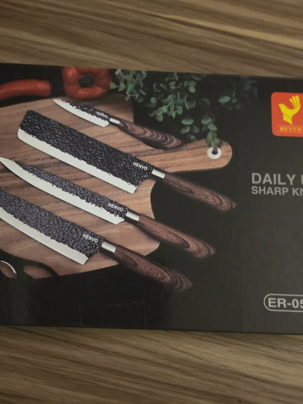 Daily Use Wood-Handle Knife Set in Brown - 4-Piece